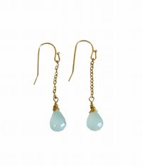 MINU Jewels Earrings Blue/Gold Chalcedony Earrings in 1.75" Drop