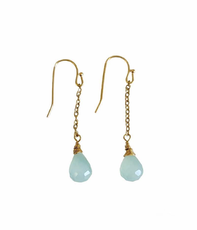 MINU Jewels Earrings Blue/Gold Chalcedony Earrings in 1.75" Drop