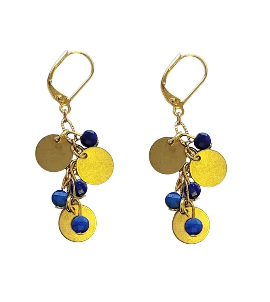 MINU Jewels Earrings Blue/Gold Seva Gold Plated Drop Earrings With Faceted Lapis