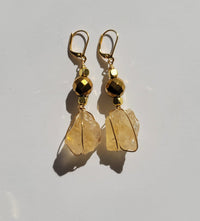 MINU Jewels Earrings Citrine with Hematite - 2 inches / Gold Cirino Earrings