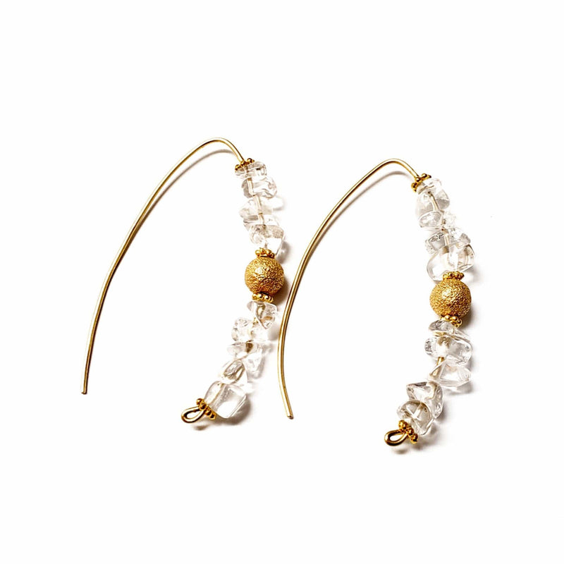 MINU Jewels Earrings Crystal Quartz Gold / Large Slider Hoops - Colors Available