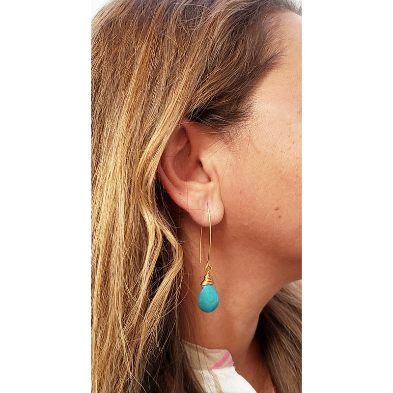 MINU Jewels Earrings Default Title / OS MINU Jewels Aerin 2" Chandelier Earrings in Turquoise with Gold Plated Accents