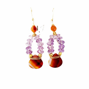 MINU Jewels Earrings Default Title / OS MINU Jewels Amie Gold 2.5" Chandelier Earrings with Faceted Amethyst and Carnelian