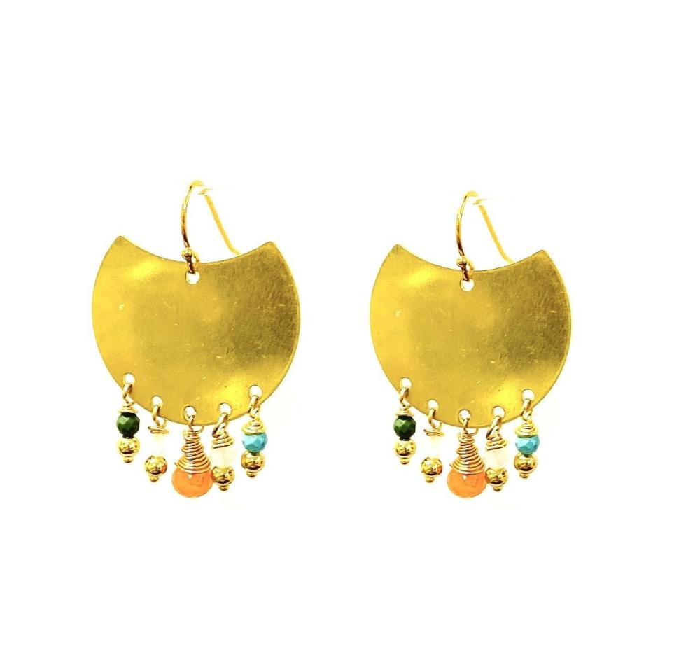 MINU Jewels Earrings Default Title / OS MINU Jewels Craise 1.5" Earrings in Carnelian, Turquoise, & White Agate with Gold