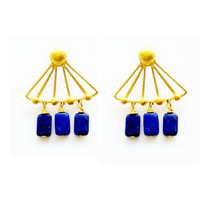 MINU Jewels Earrings Dila Gold Plated Triangle-Shaped Earrings with Lapis Dangles | MINU