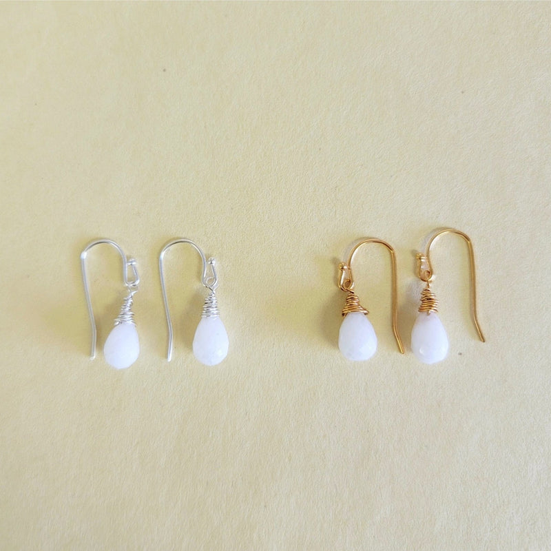 MINU Jewels Earrings Faceted White Moonstone Earrings on 1" French Wire in Silver or Gold | MINU