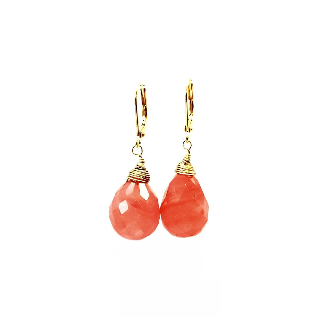 MINU Jewels Earrings Gold Cherry Quartz Drops