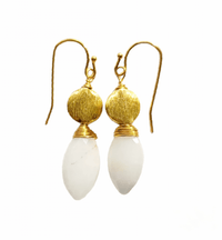 MINU Jewels Earrings Gold La Faceted Moonstone Drop Earrings in Gold Plated or Silver