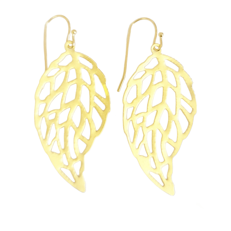 MINU Jewels Earrings Gold Leaf Earrings in 1.5" Length | MINU