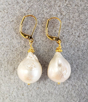 MINU Jewels Earrings Gold MINU Jewels Baroque Perla 1.75" Gold Plated or Silver Plated Pearls Earrings
