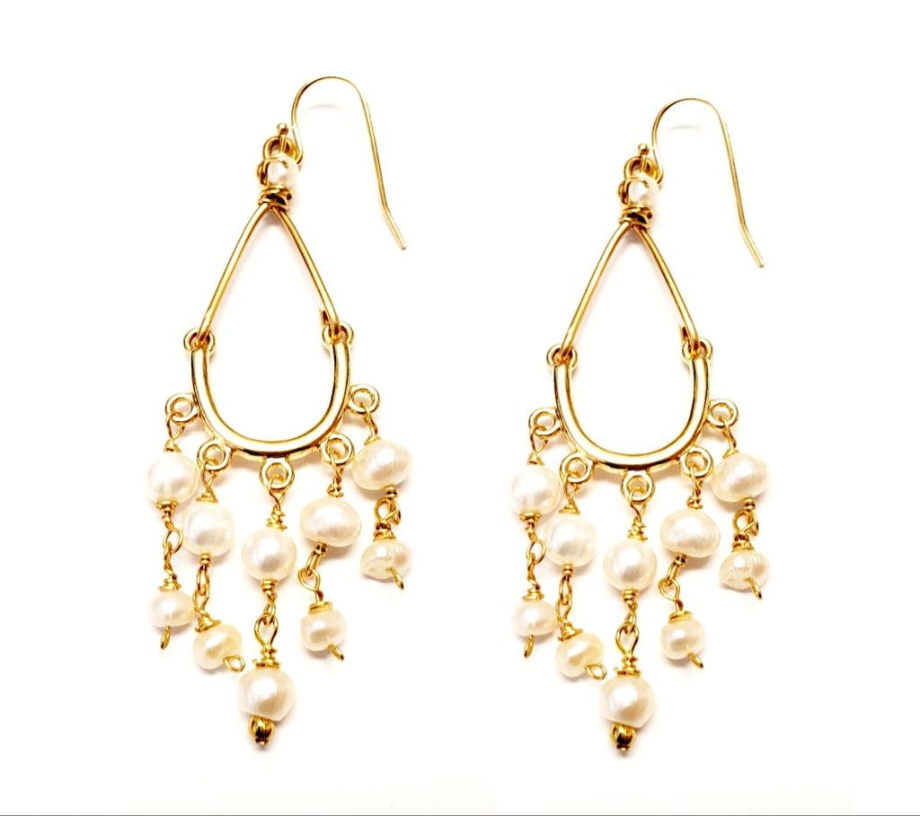 MINU Jewels Earrings Gold/Pearl Perla Chandeliers