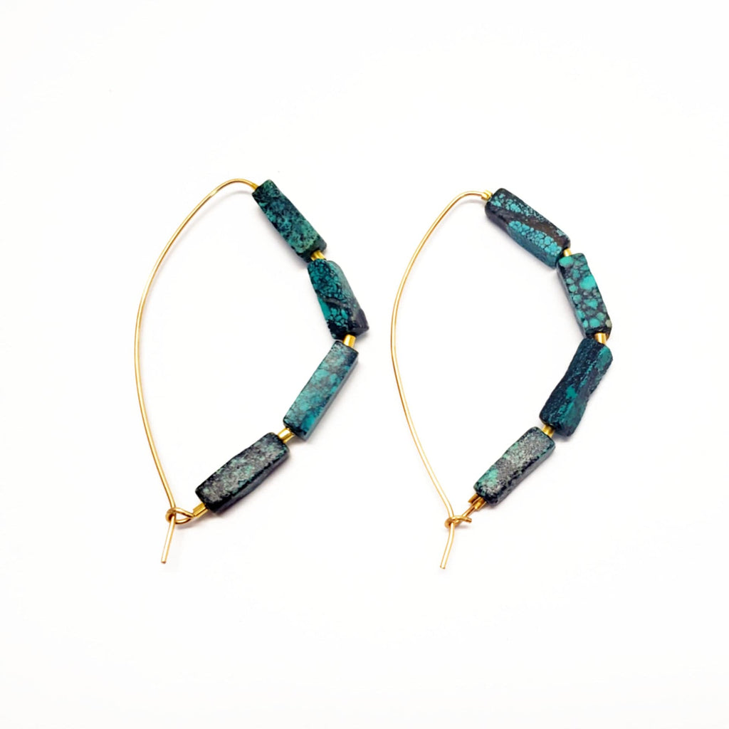 MINU Jewels Earrings Gold Slider Turquoise Hoops - Silver or Gold