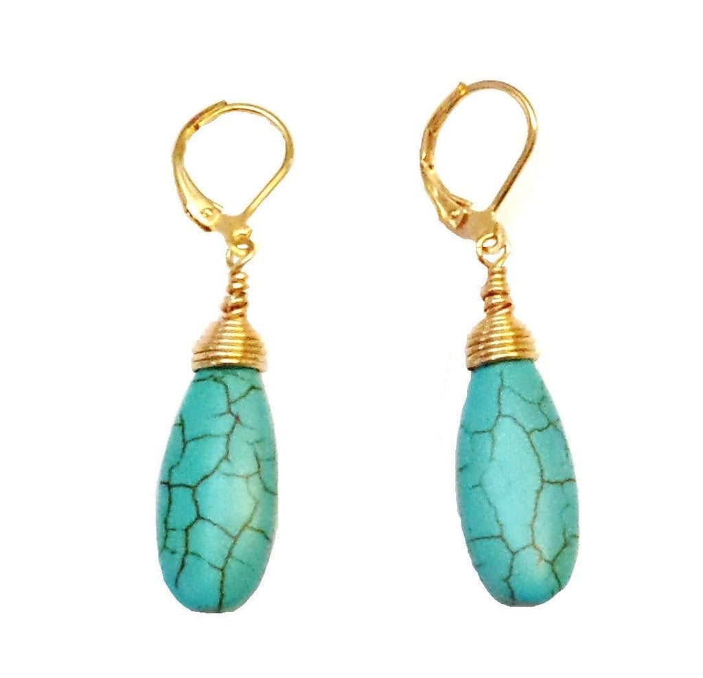 MINU Jewels Earrings Gold Turquoise Drop - Gold or Silver