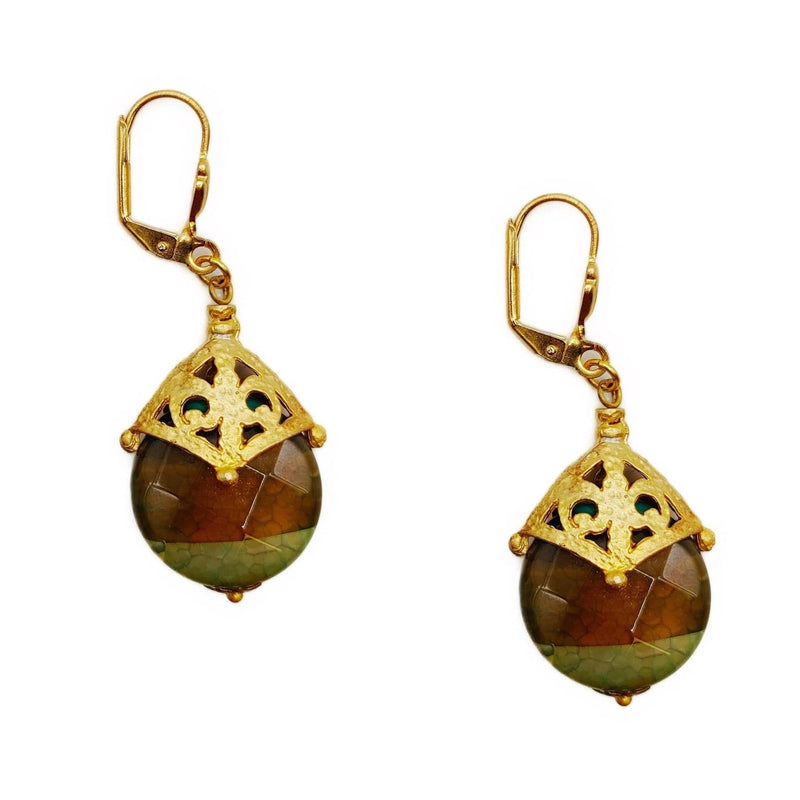 MINU Jewels Earrings Green Ornate Jade Earrings