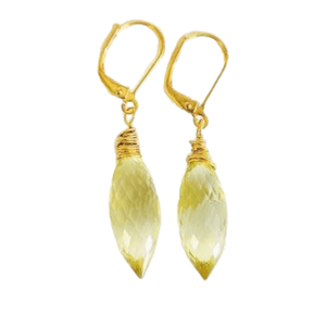 MINU Jewels Earrings Lamoona 1" Faceted Lemon Topaz Gold Plated Statement Earrings | MINU