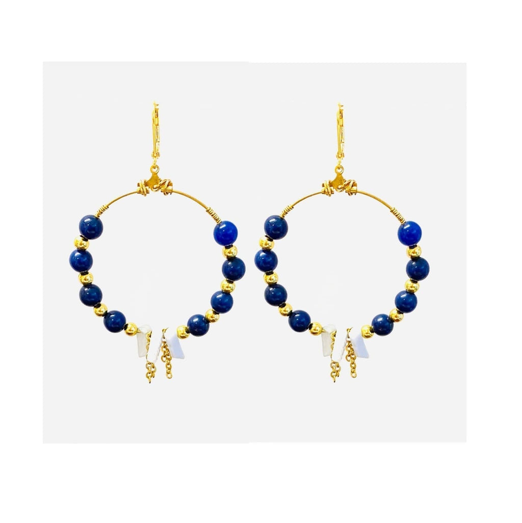 MINU Jewels Earrings lapis gold Spencer Hoops