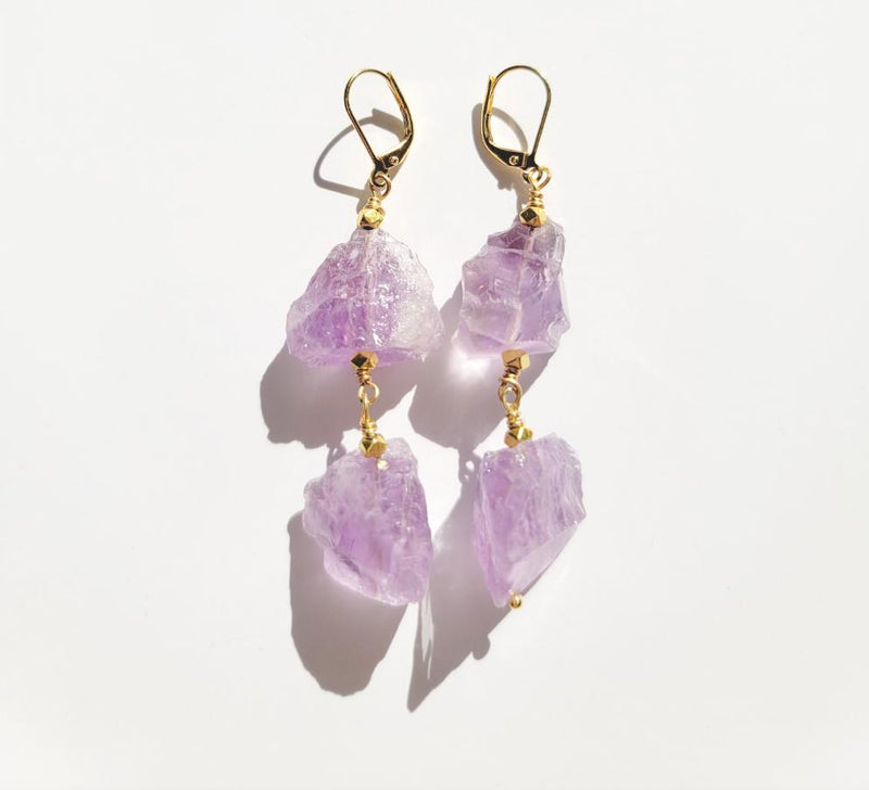 MINU Jewels Earrings Long 2 inches / Amethyst Violetta Drop Earrings