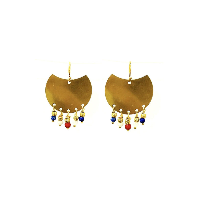 MINU Jewels Earrings MINU Jewels Alma 3  Pearl, Coral, & Lapis with Gold Earrings