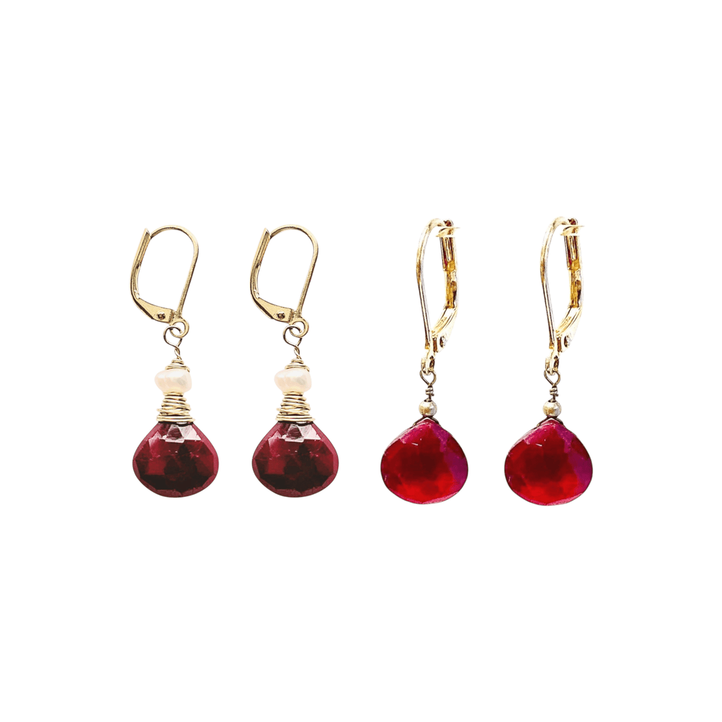 MINU Jewels Earrings Ruby Silver Drops