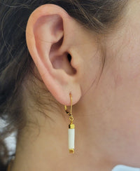 MINU Jewels Earrings Sadaf 1.5" Faceted Mother Of Pearl Gold Plated Earrings | MINU