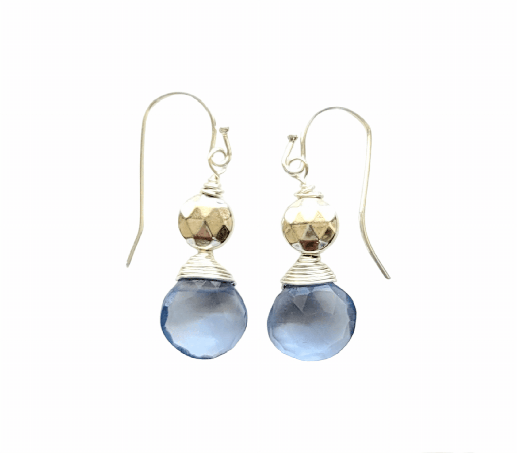 MINU Jewels Earrings Silver 1" Faceted Iolite & Lapis Gold-Plated Drop Earrings | MINU