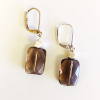 MINU Jewels Earrings Silver Faceted Smokey Quartz Earrings