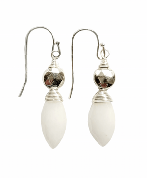 MINU Jewels Earrings Silver La Faceted Moonstone Drop Earrings in Gold Plated or Silver