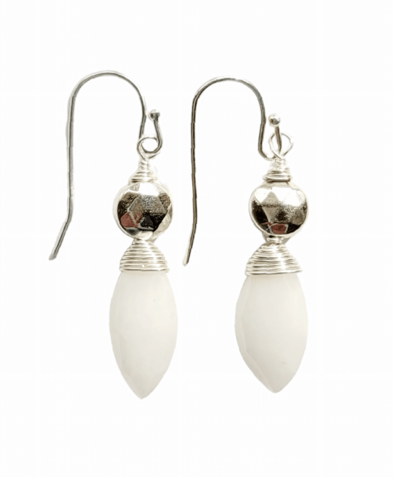 MINU Jewels Earrings Silver La Faceted Moonstone Drop Earrings in Gold Plated or Silver