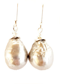 MINU Jewels Earrings Silver Metallic MINU Jewels Baroque Perla 1.75" Gold Plated or Silver Plated Pearls Earrings