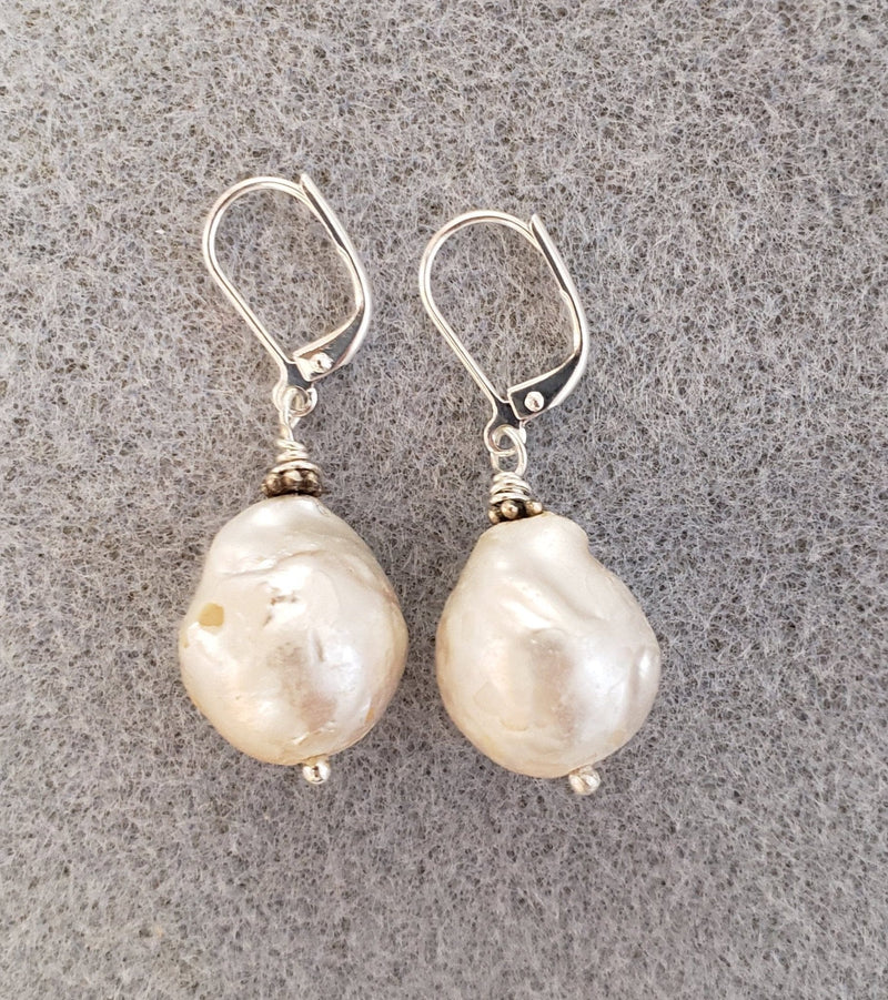 MINU Jewels Earrings Silver MINU Jewels Baroque Perla 1.75" Gold Plated or Silver Plated Pearls Earrings