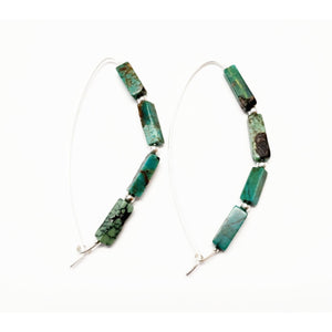 MINU Jewels Earrings Silver Slider Turquoise Hoops - Silver or Gold