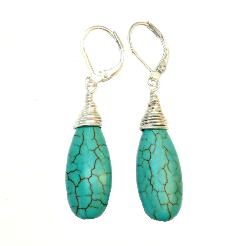 MINU Jewels Earrings Silver Turquoise Drop - Gold or Silver