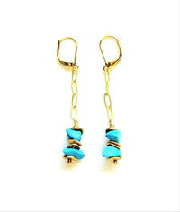MINU Jewels Earrings Turquoise Blue Nefatari 1.5" Drop Gold Chain Earrings With Amazonite or Turquoise