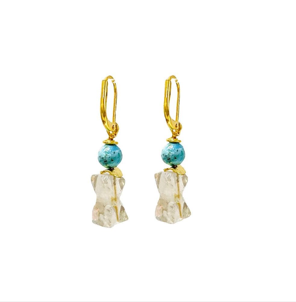 MINU Jewels Earrings Turquoise/Gold/Clear Wave Earrings