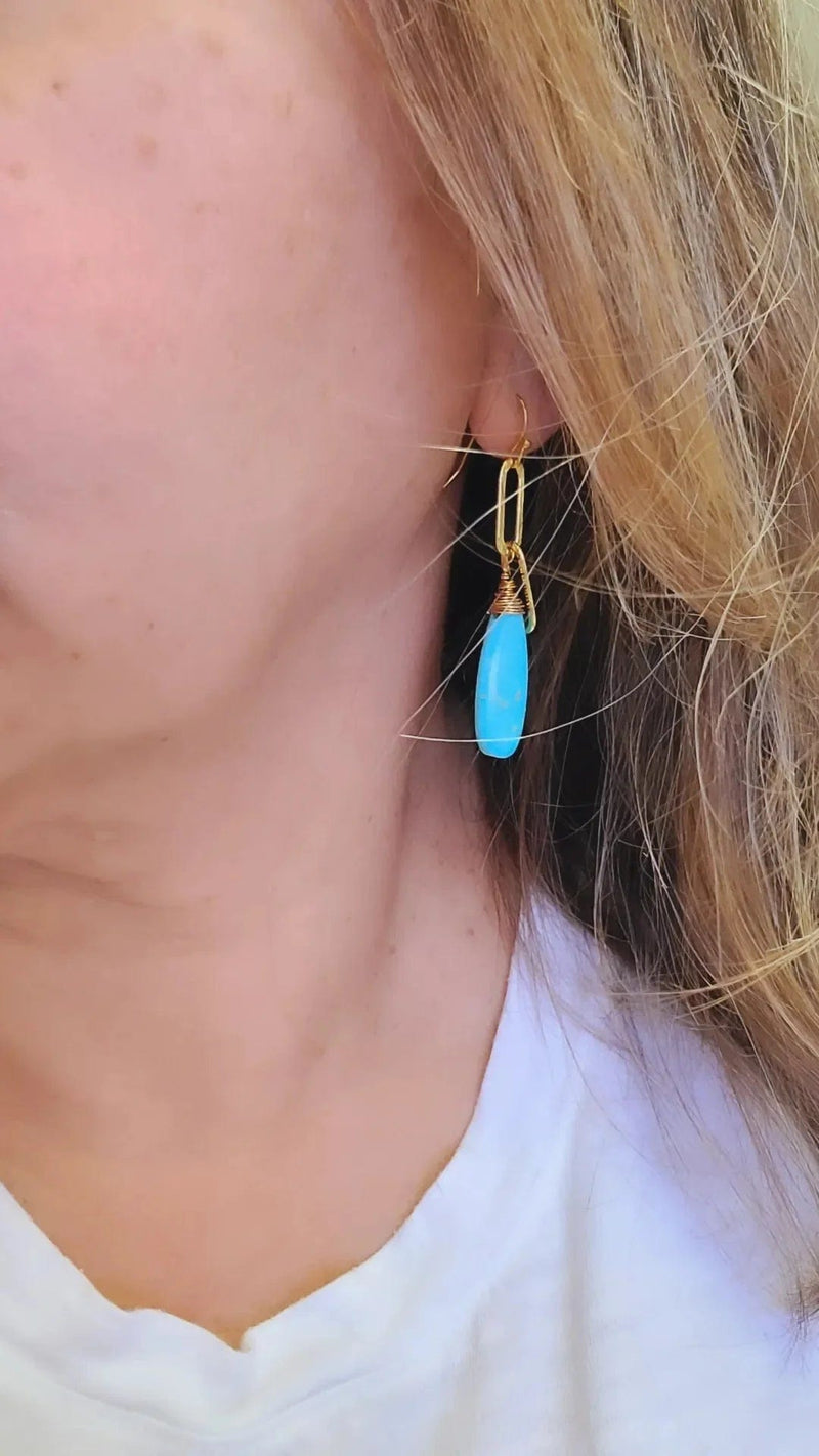 MINU Jewels Earrings Turquoise or Pearl Chain Earrings