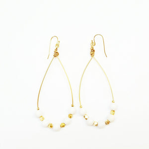 MINU Jewels Earrings White Agate Gold / OS MINU Jewels Adin 1.75" Hoop Chandelier Style Earrings