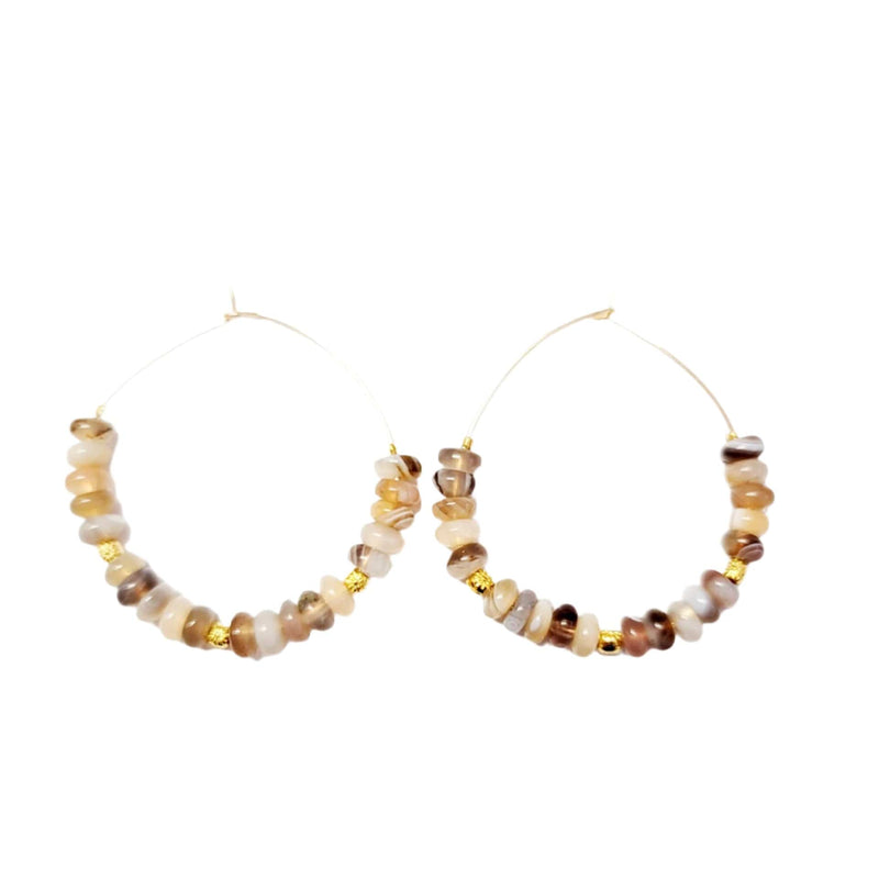 MINU Jewels Earrings Women's Botswana Agate Hoop Earrings | MINU