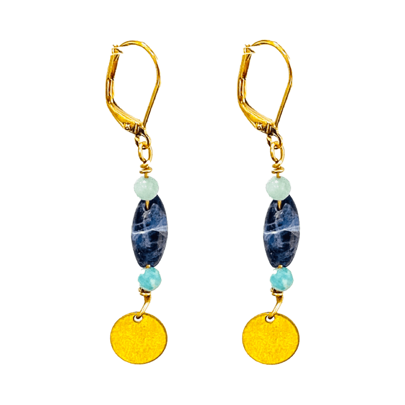MINU Jewels Earrings Women's Drina Lapis & Amazonite 2" Earrings | MINU