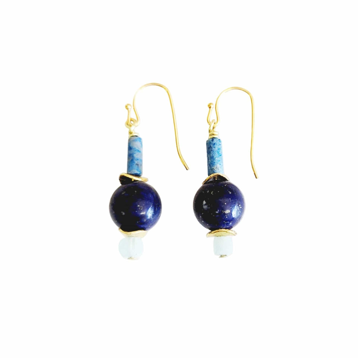 MINU Jewels Earrings Women's Monica 1.5" Earrings in Lapis & Aquamarine Stones  | MINU