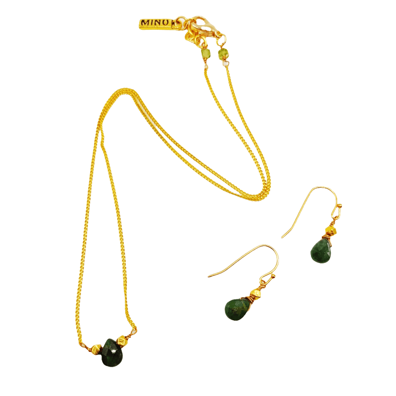 MINU Jewels Gift Set Green + Gold Tourmaline Gumdrop Solitaire Gift Set