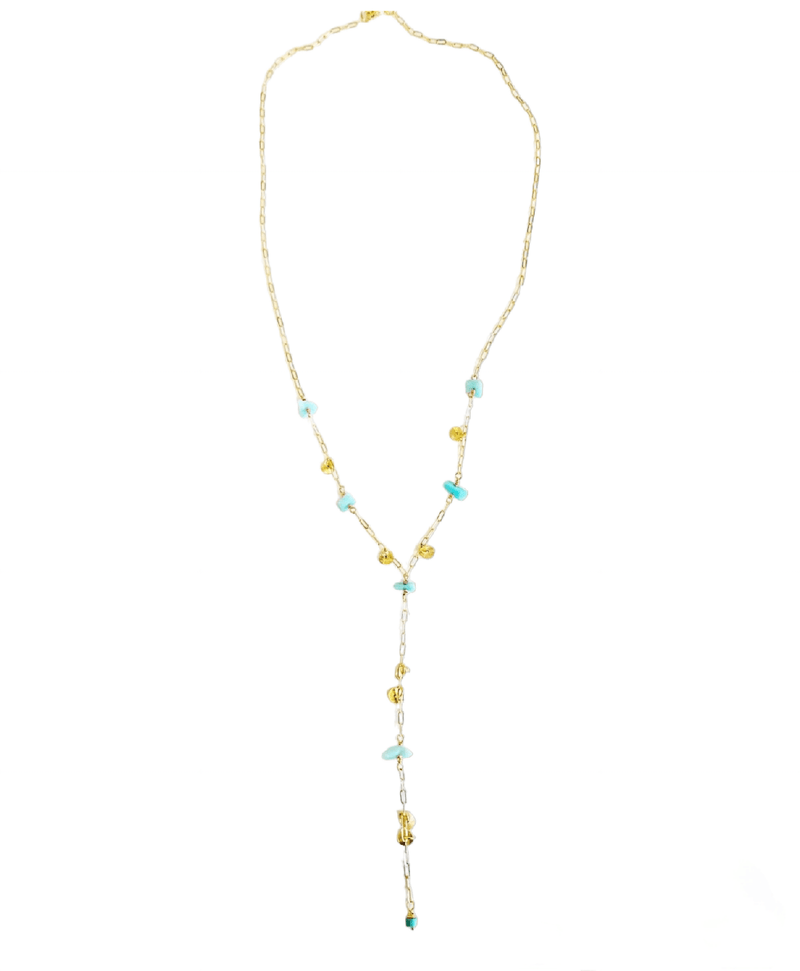 MINU Jewels Necklace 14" Nefatari Amazonite Necklace with Gold Plated Accents | MINU