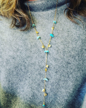 MINU Jewels Necklace 14" Nefatari Amazonite Necklace with Gold Plated Accents | MINU