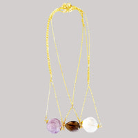 MINU Jewels Necklace 16-18" Faceted Gemstone Necklace in Amethyst, Smoky Quartz, or Clear Quartz | MINU