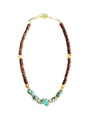 MINU Jewels Necklace Aswan Gold Coral 16-18" Necklace with Turquoise & Gold Accents | MINU