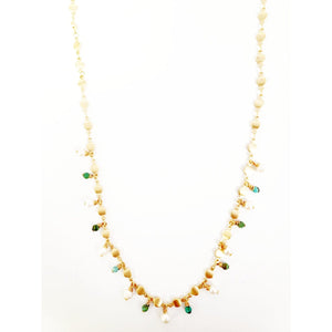 MINU Jewels Necklace Deco 30" Gold Chain Necklace with Turquoise & Pearl Stones or with No Stones | MINU