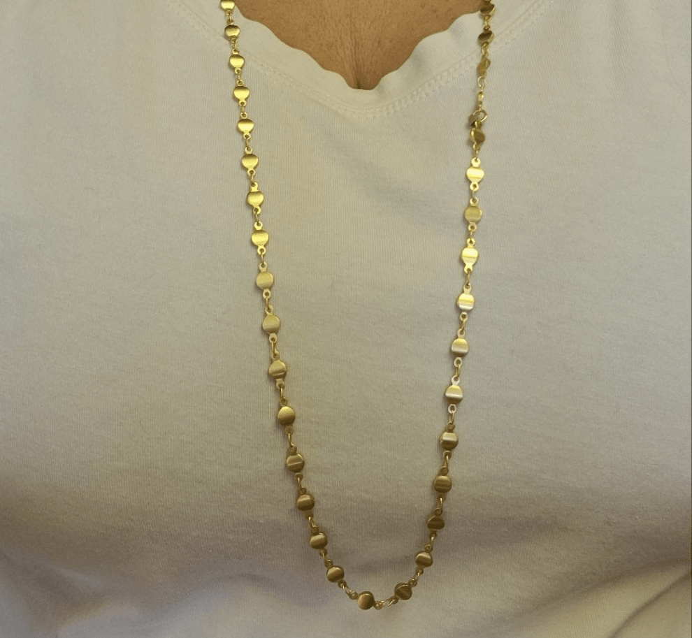 MINU Jewels Necklace Deco 30" Gold Chain Necklace with Turquoise & Pearl Stones or with No Stones | MINU