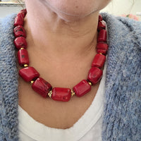 MINU Jewels Necklace Default Title / OS MINU Jewels Adal Necklace in Deep Red Bamboo Coral with Gold Plated Accents