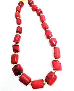 MINU Jewels Necklace Default Title / OS MINU Jewels Adal Necklace in Deep Red Bamboo Coral with Gold Plated Accents