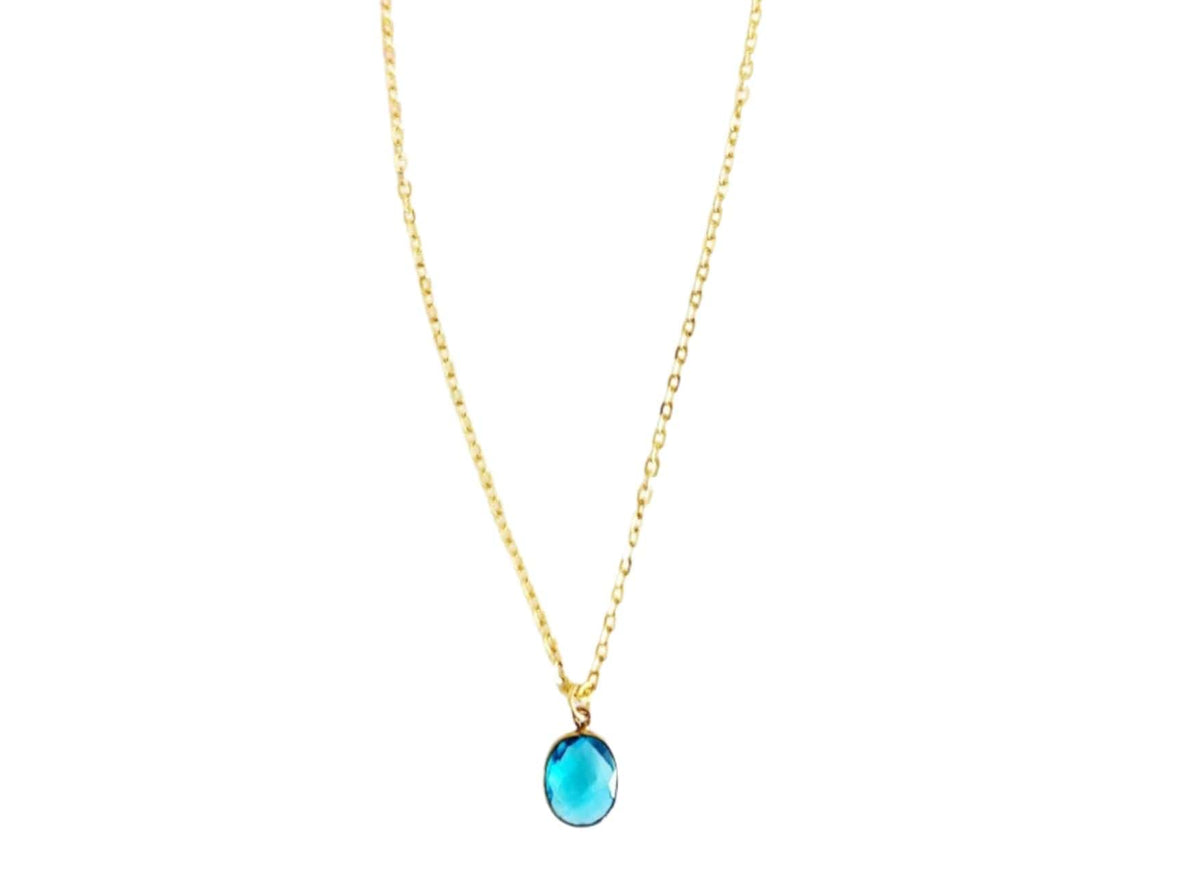 MINU Jewels Necklace Faceted Blue Quartz Necklace on 16" Gold Plated Chain | MINU