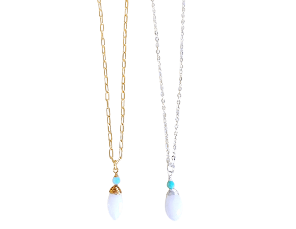 MINU Jewels Necklace Faceted Moonstone & Amazonite 16" Necklace on Silver or Gold Chain | MINU
